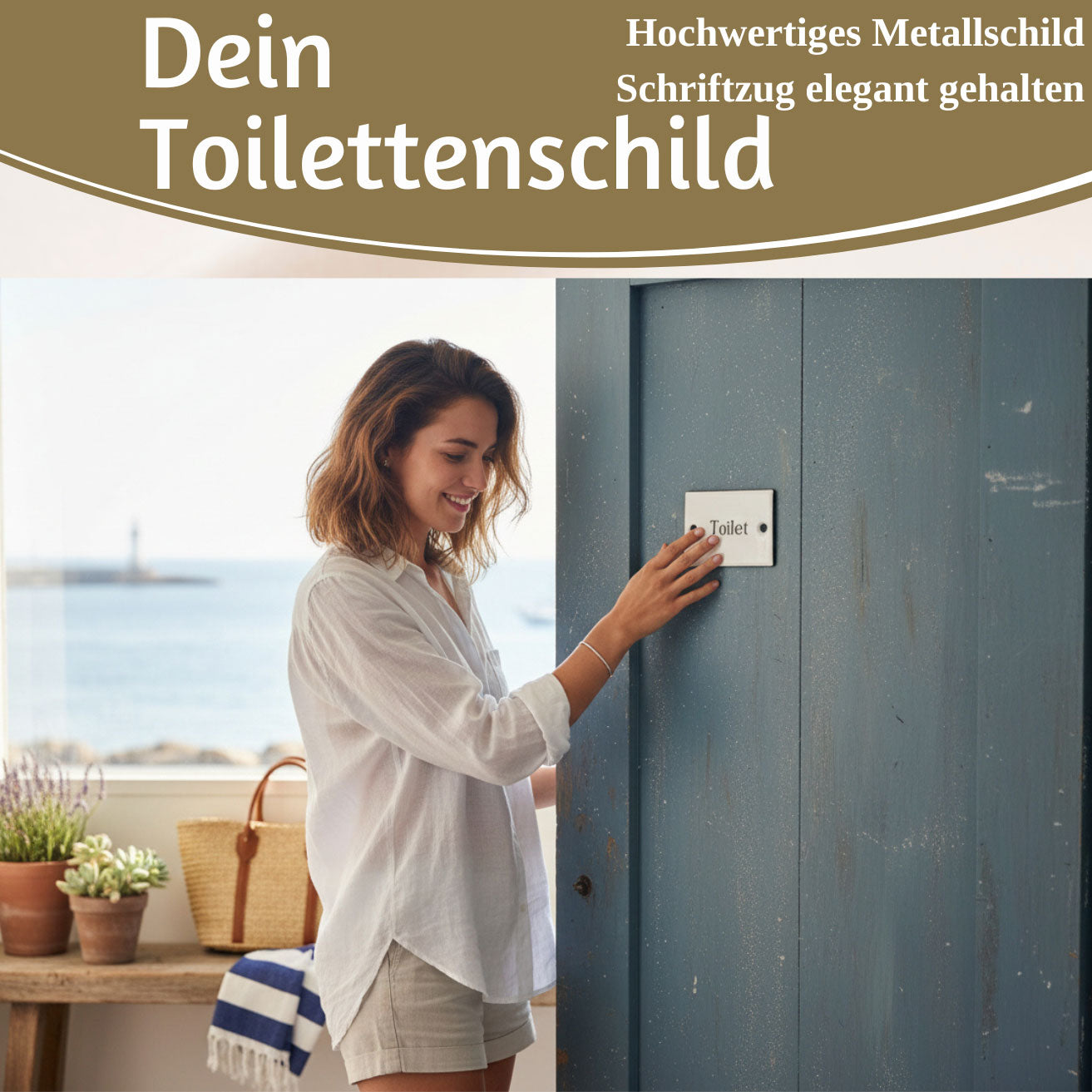 LS-LebenStil Toilet Türschild Emaille weiß 6x5 cm Retro