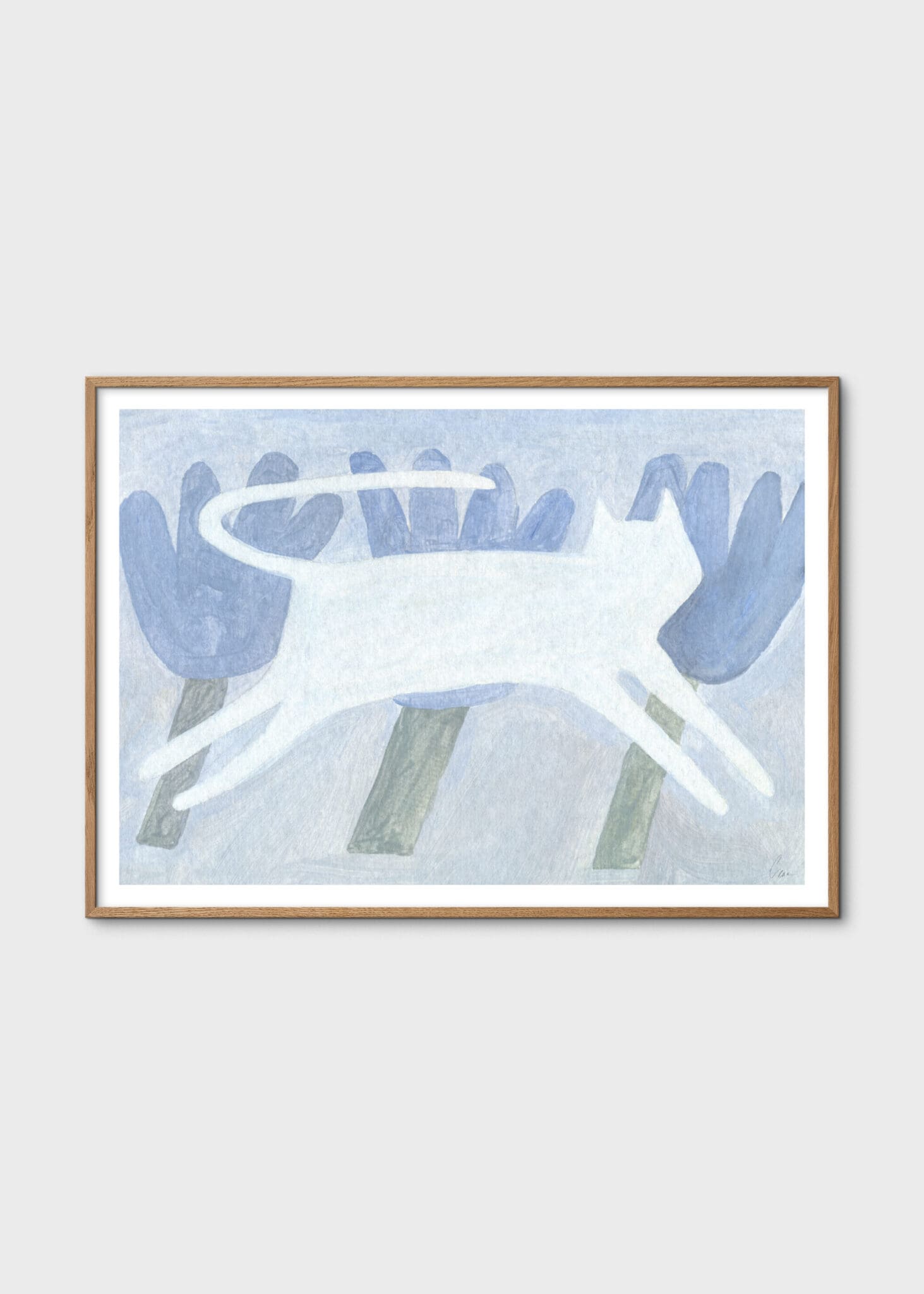The Poster Club Art Prints Cat and Flora Poster A4 Blau