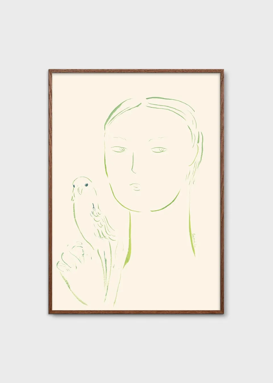 The Poster Club Art Prints Boy and Parrot 02 Poster 30x40 beige