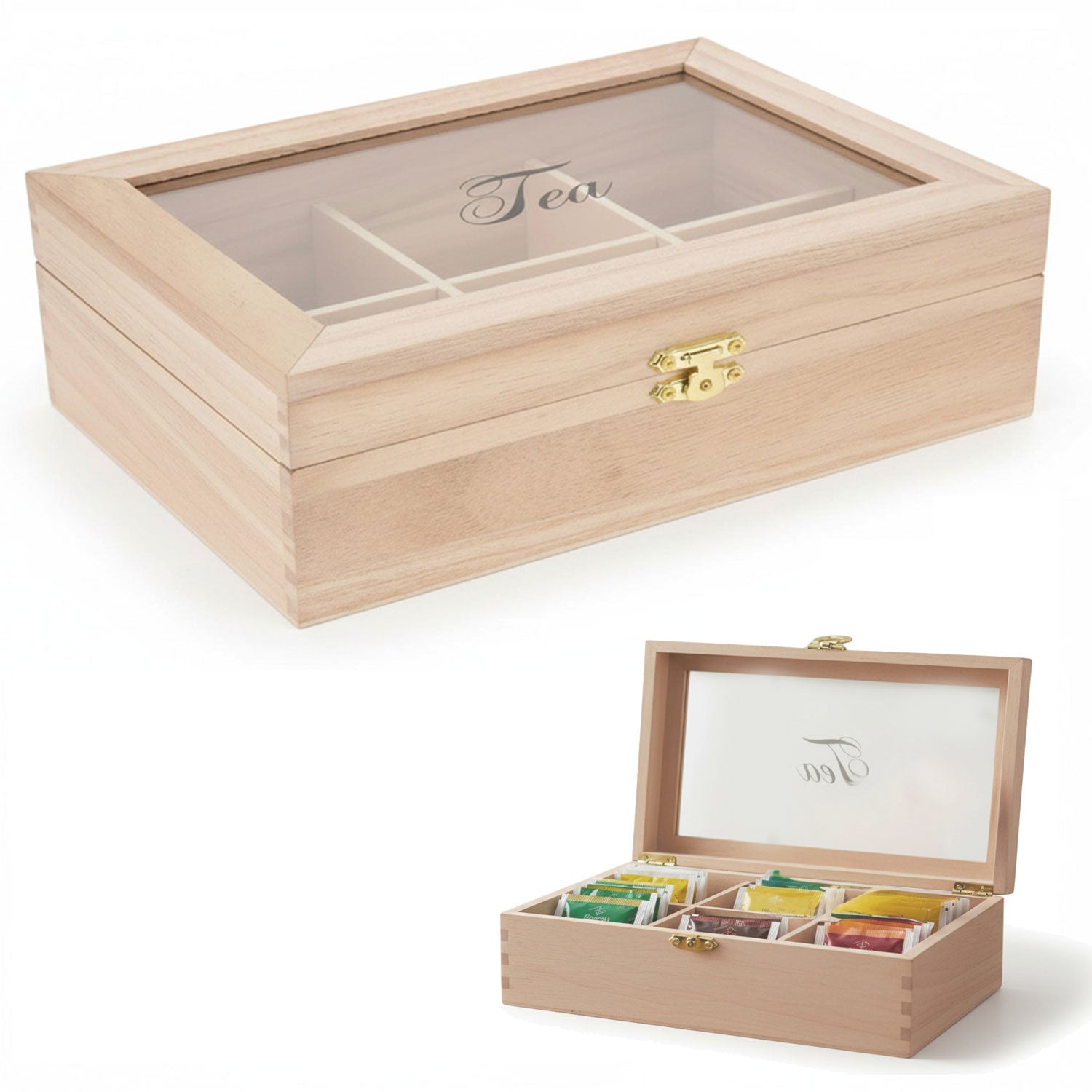 LS-LebenStil Küche & Haushalt Teebox Holz 6 Fächer 20,5cm