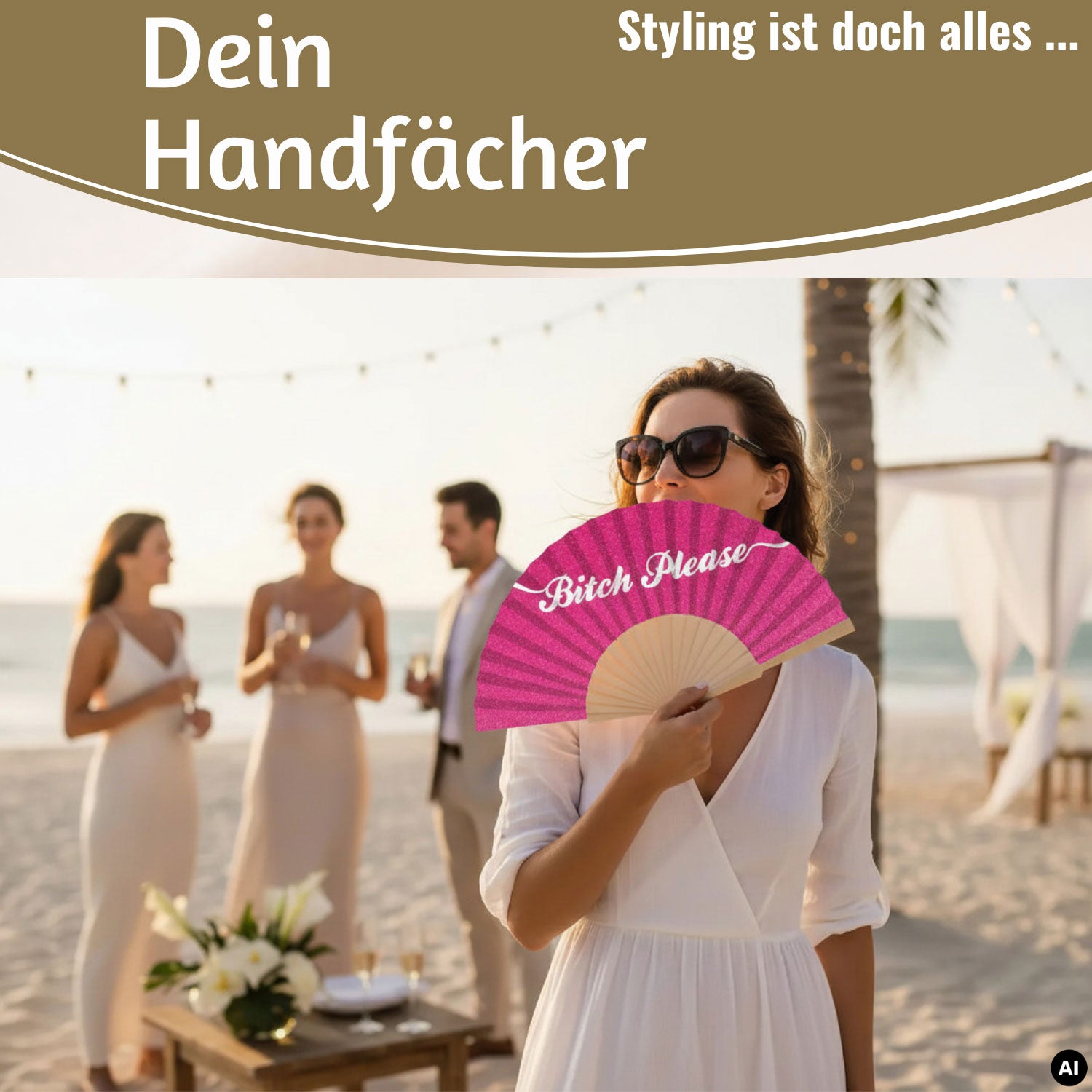 LS-LebenStil Shopper & Taschen Handfächer Faltfächer Bitch Please pink