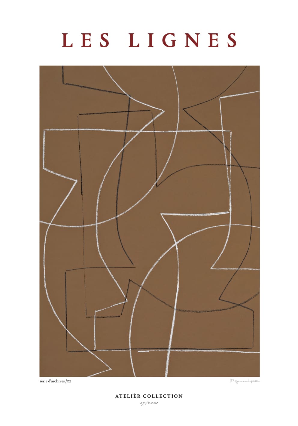 The Poster Club Les Lignes Poster 30x40 cm Braun Linien