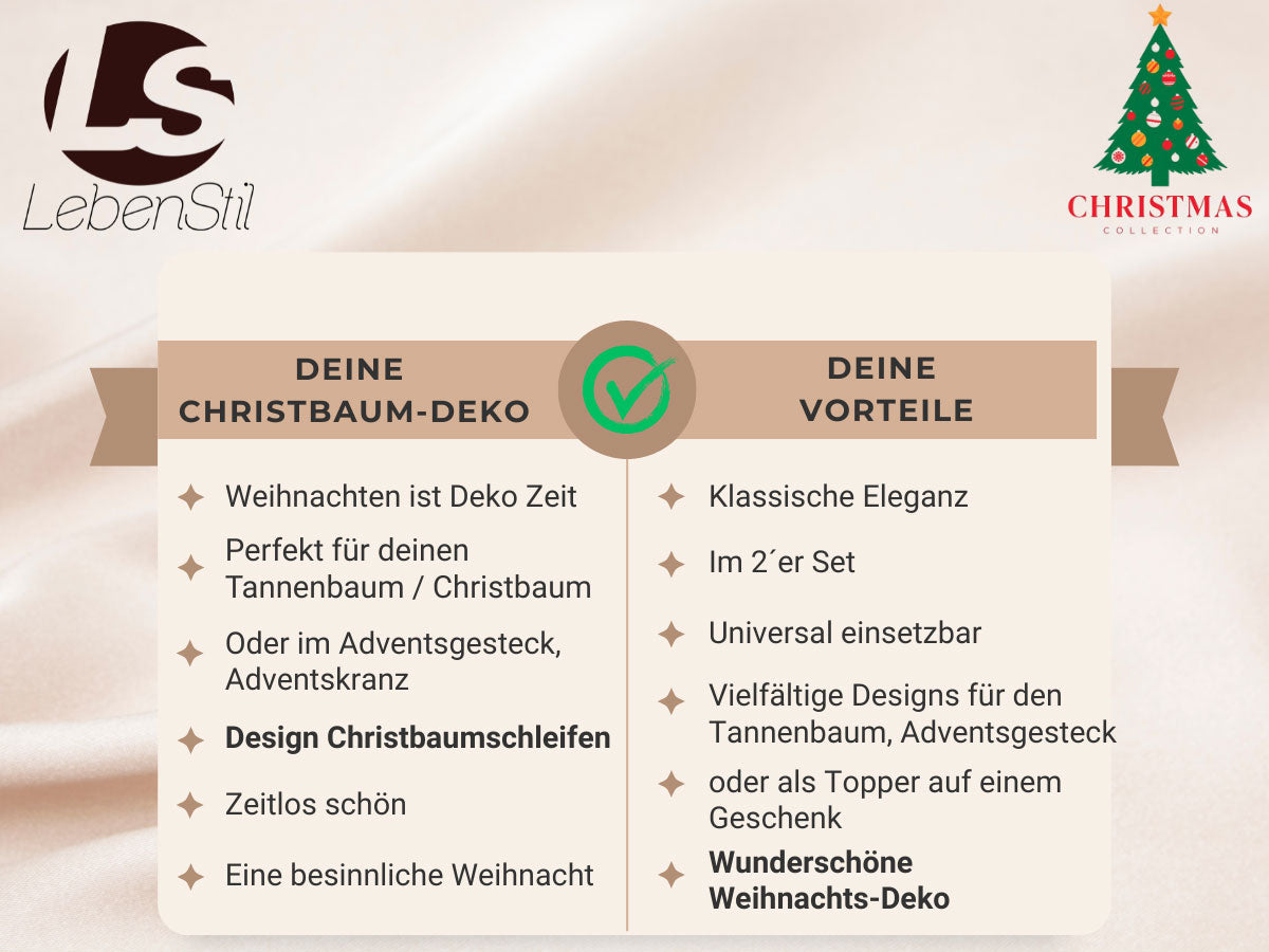 LS-LebenStil Weihnachtsschleife XXL 29 cm rot funkelnd 2er Set
