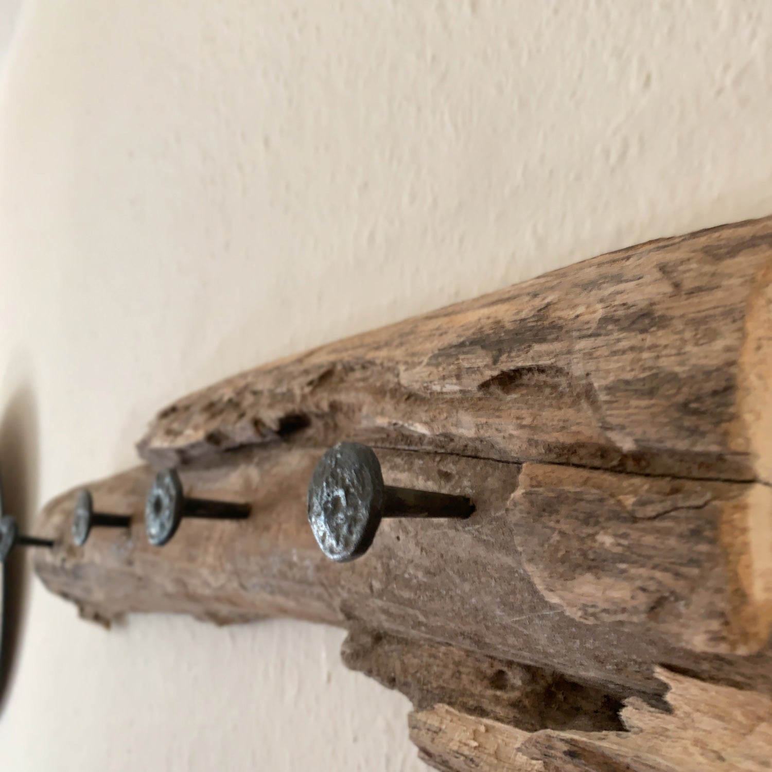 LS-LebenStil Vintage Wandgarderobe Teak 4 Haken 50cm Braun