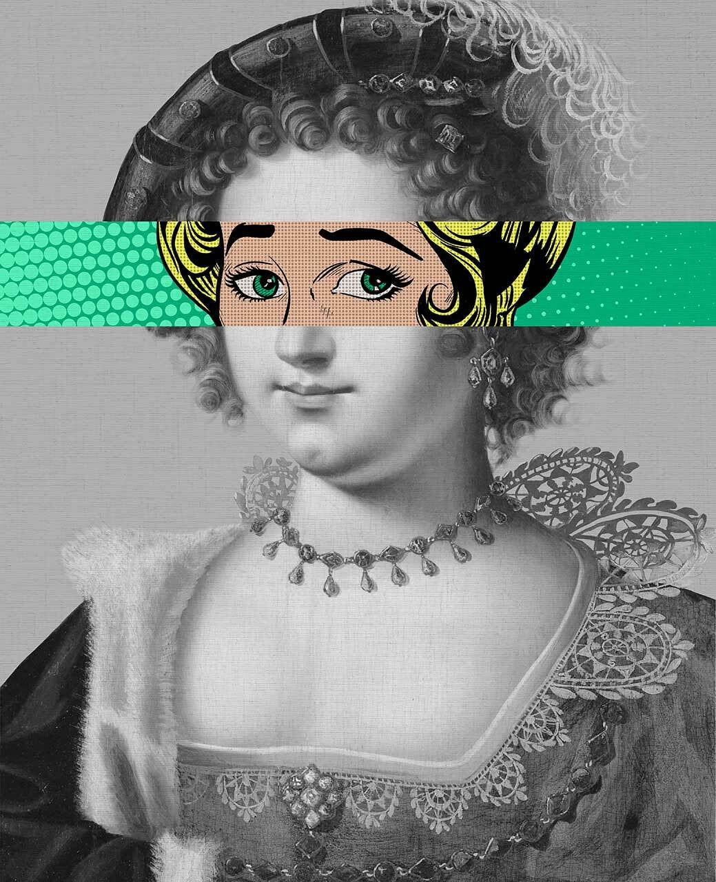 Mineheart Wall Art Pop Portrait Gentildonna Leinwandbild 30x41