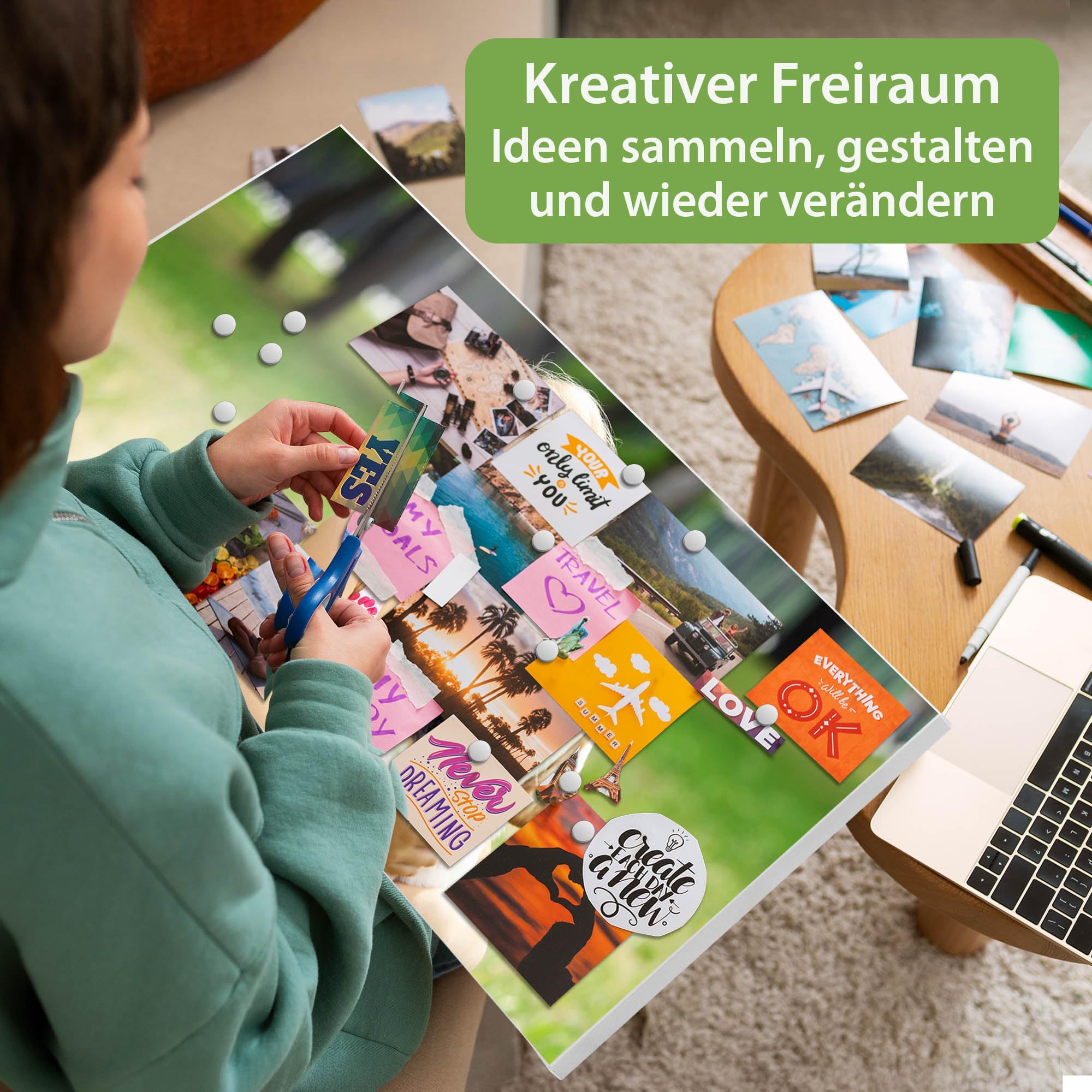 Banjado Magnettafel Wunschmotiv Magnetboard Weiß 78x37 cm