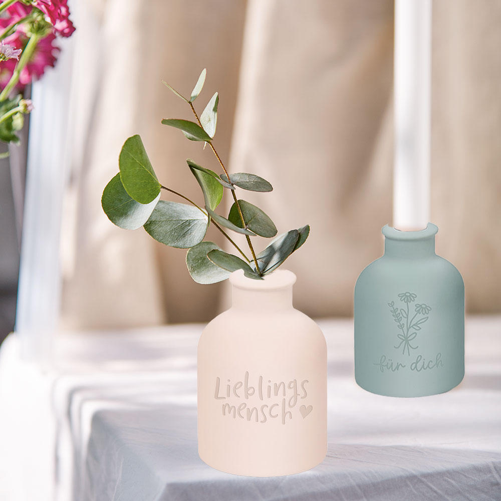 LS-LebenStil Lieblingsmensch Tischvase Rosa 10x7cm Keramik