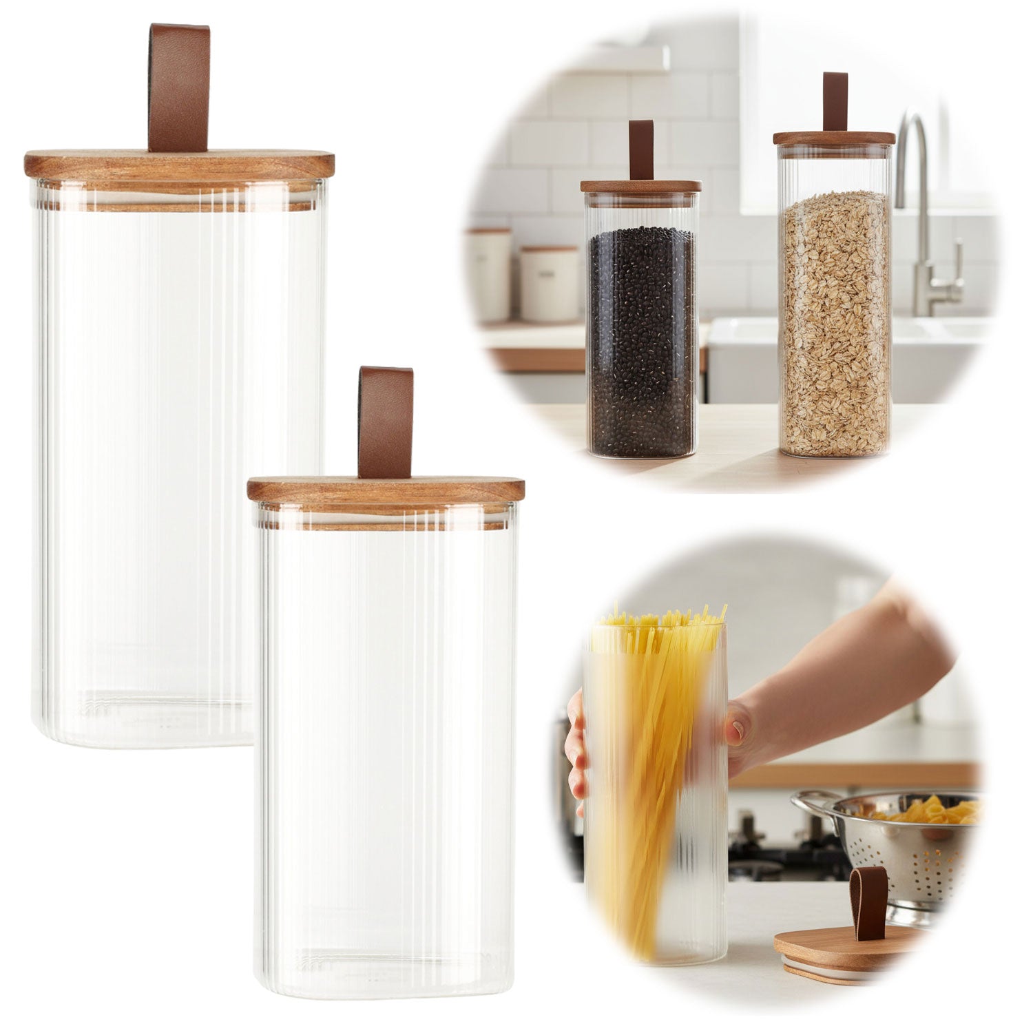 LS-LebenStil Küche & Haushalt Vorratsdosen Glas 2er Set luftdicht