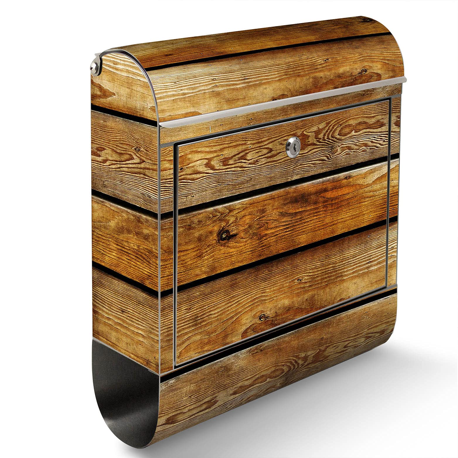 Banjado Briefkasten Holzbretter Standbriefkasten silber A4