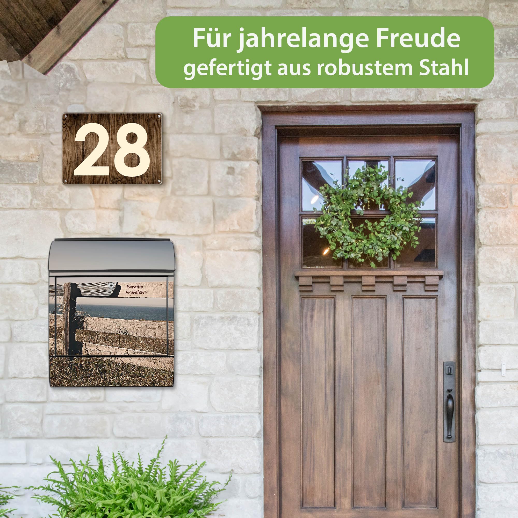 Banjado Briefkasten Zaun am Meer Briefkasten Schwarz 38,5 cm