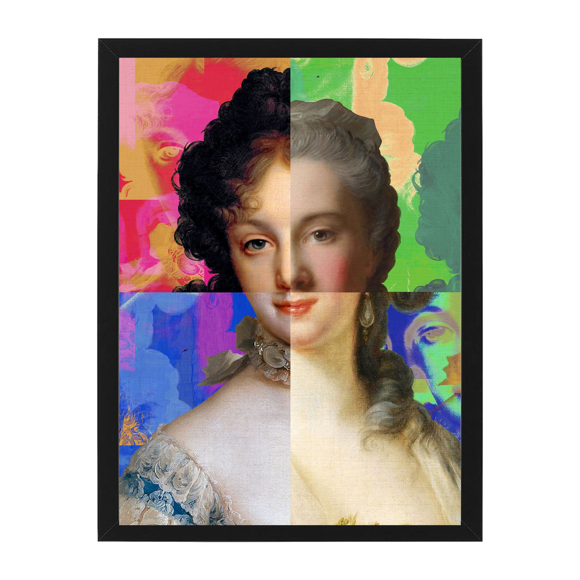 Mineheart Wall Art Lady Puzzled Portrait Wandbild 30x41 cm Blau Weiss