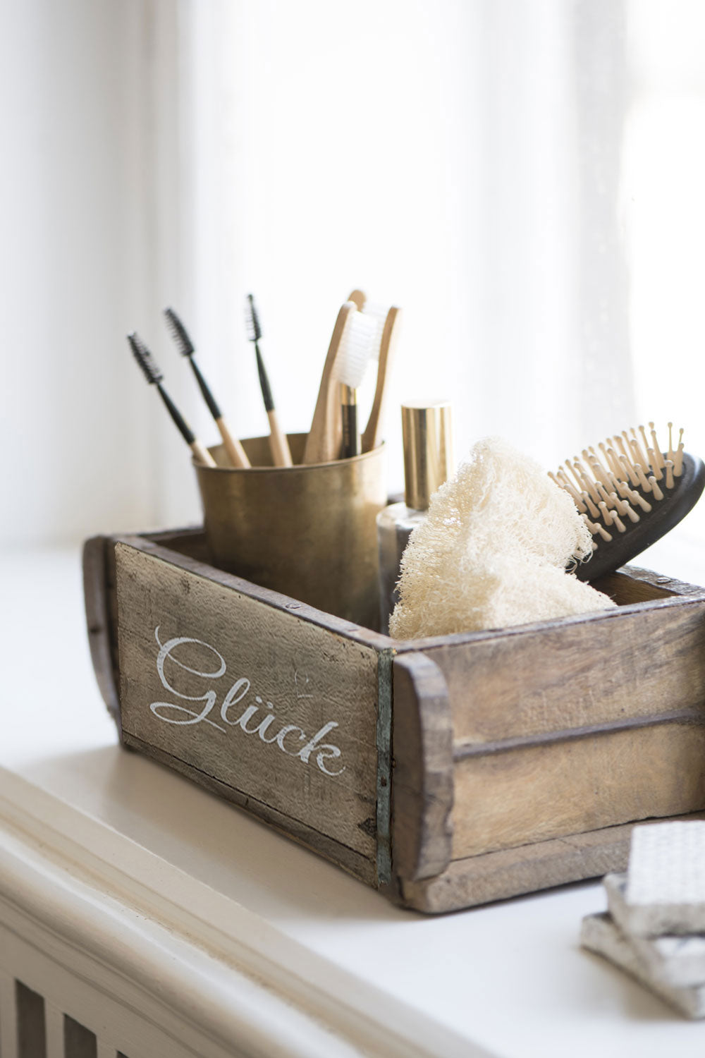 LS-LebenStil Holz Ziegelform Unika Herz Braun 31x15cm