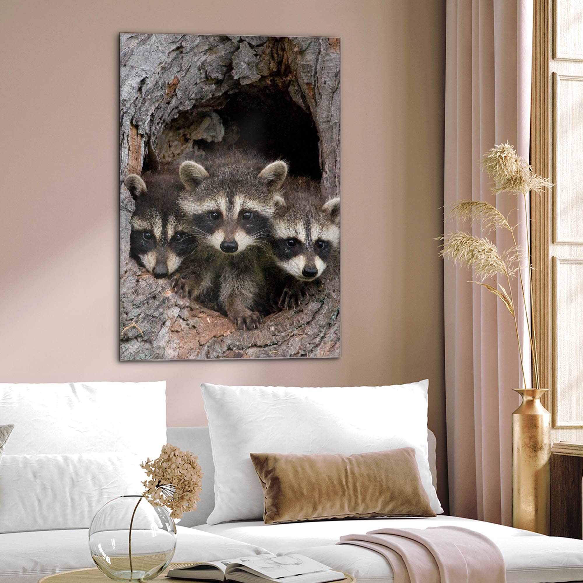 Banjado Magnettafel Drei Waschbären Magnetboard 40x60 beschreibbar