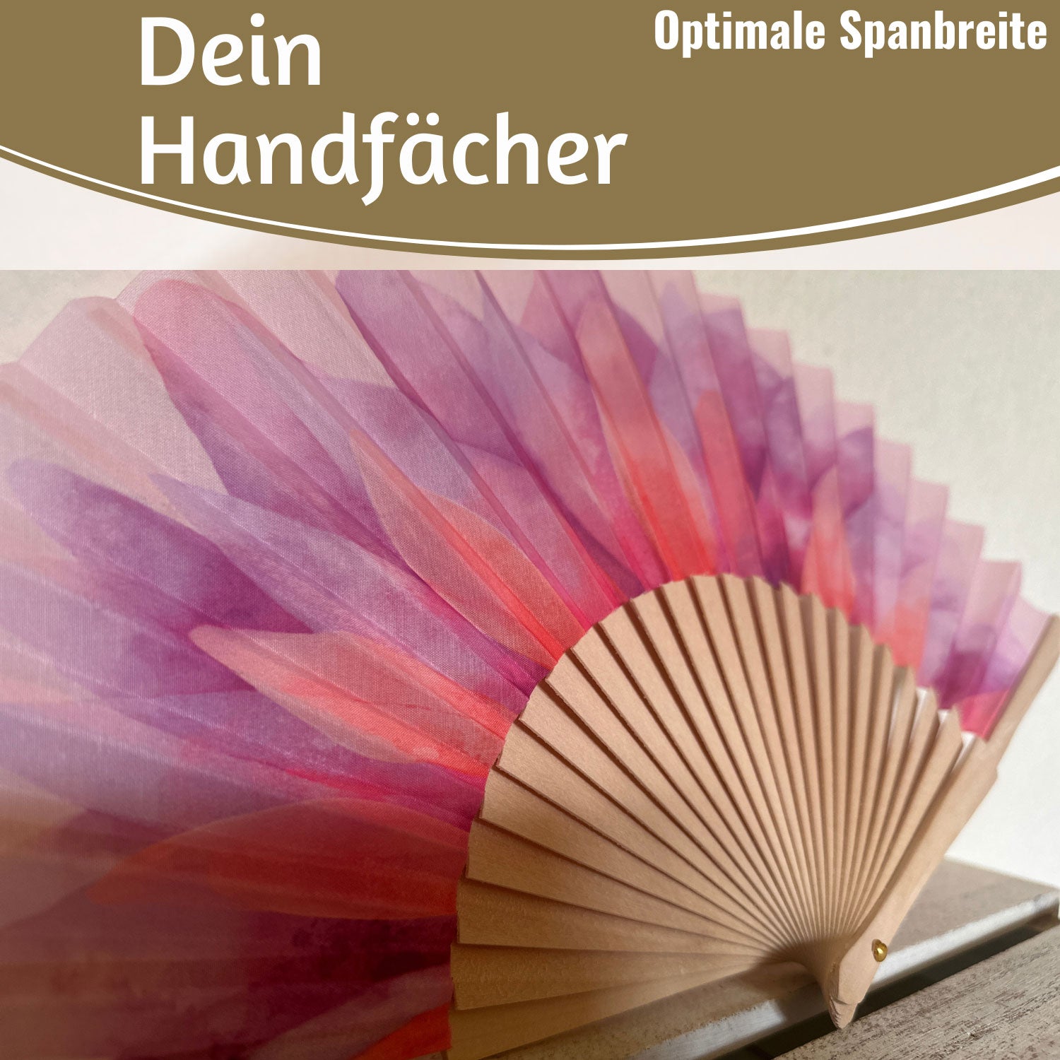 LS-LebenStil Shopper & Taschen Blume Fächer Holz Stoff Lila 23x42cm