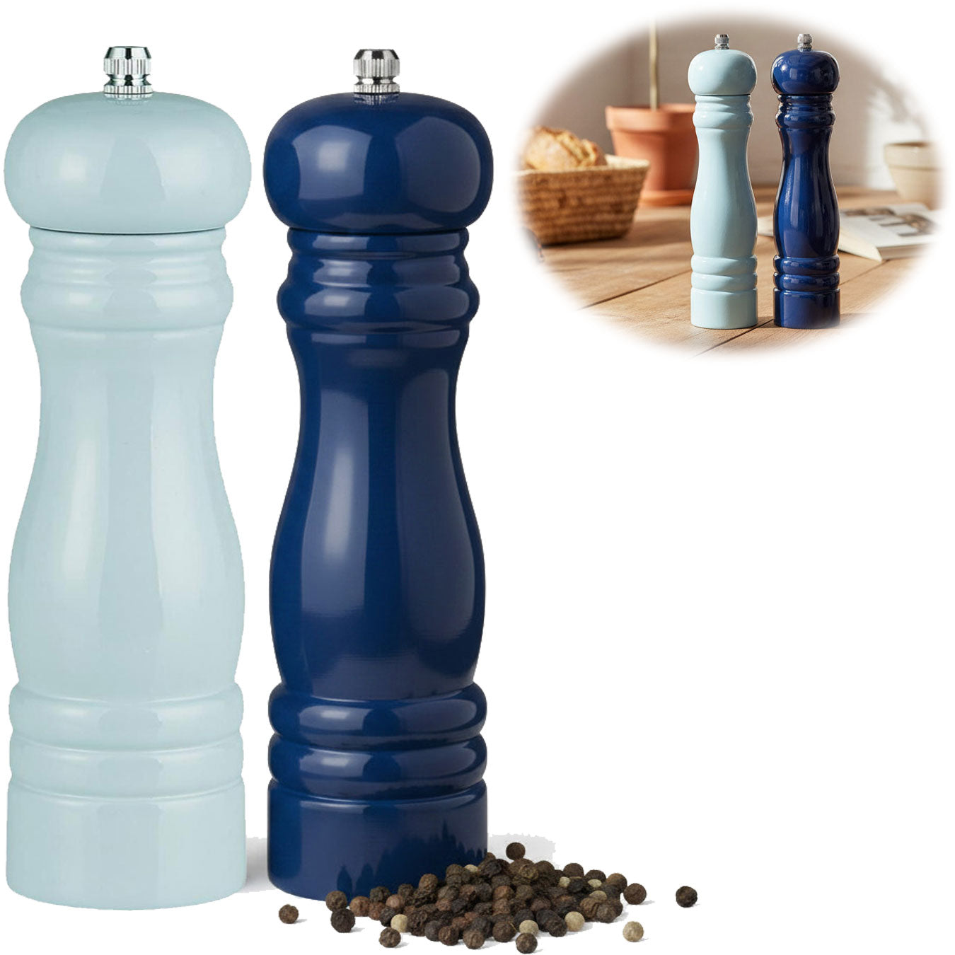 Ib Laursen Salz & Pfeffermühle Set Blau 21cm Holz