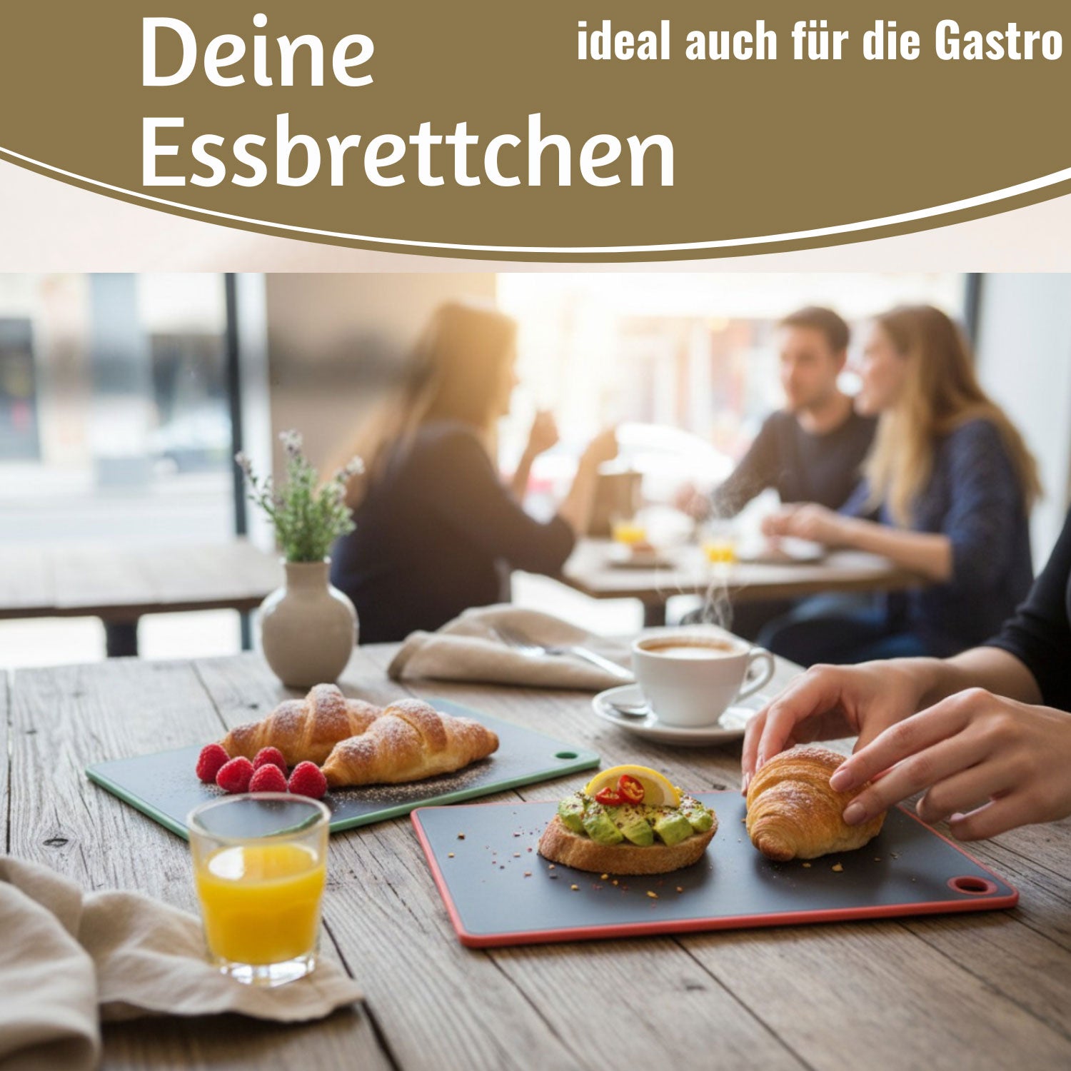 LS-LebenStil Küche & Haushalt Essbrettchen 23x16cm grau 2er Set
