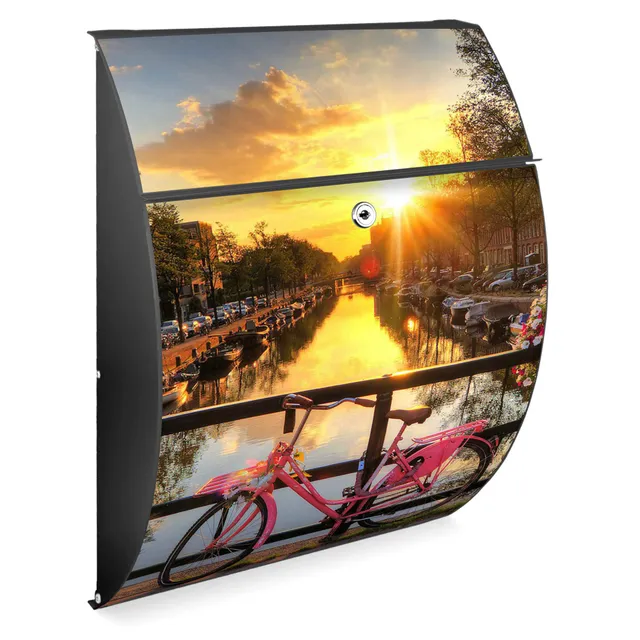 Banjado Riviera 46x33,5x13cm Briefkasten Anthrazit Amsterdam Mit Rad