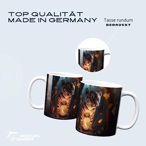 Hustling Sharks Leuchtender Tiger Tasse 330ml weiß