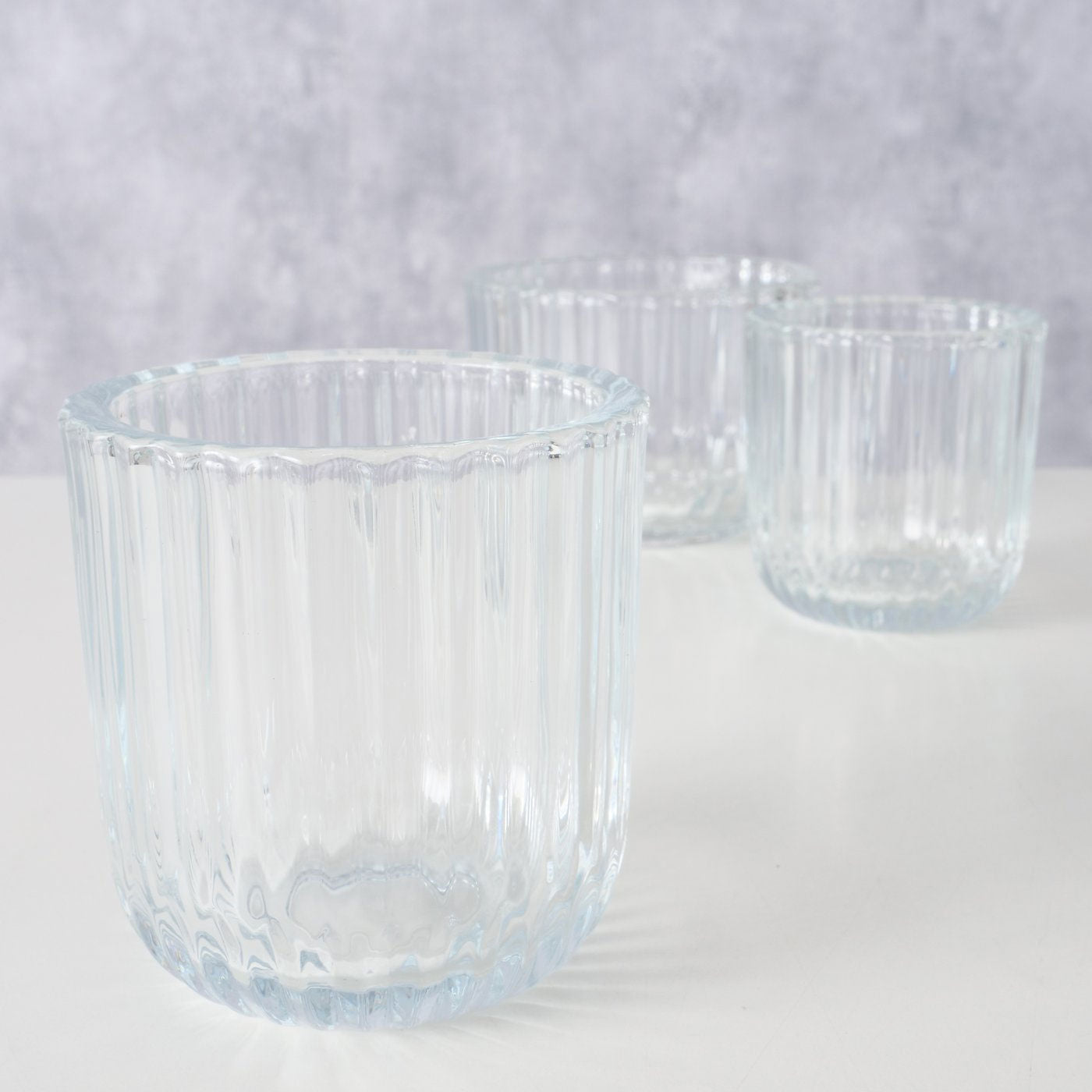 LS-LebenStil Küche & Haushalt 3er Teelichthalter Glas Klar 9cm