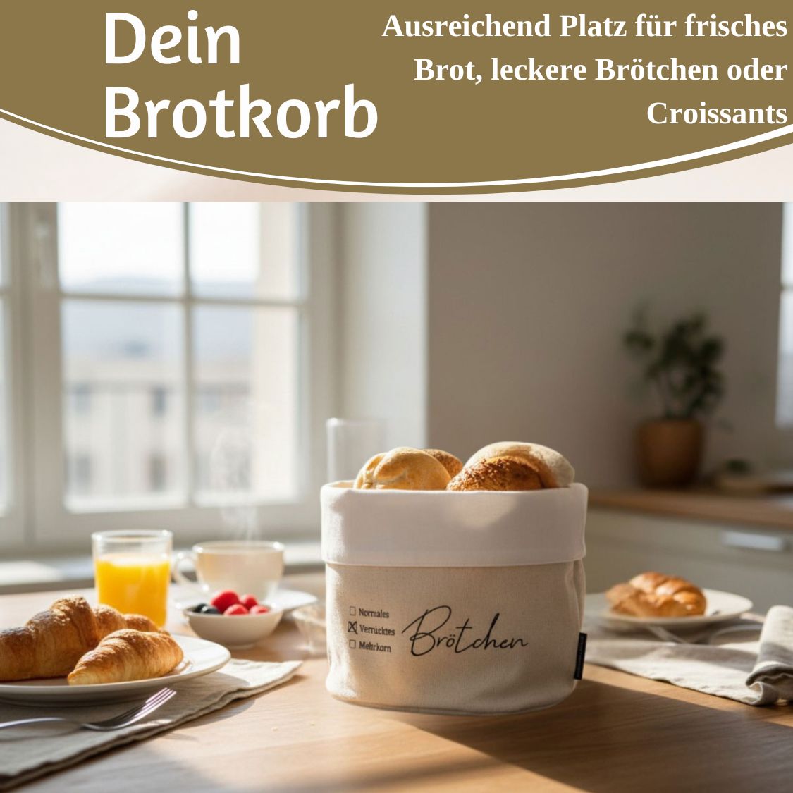 LS-LebenStil Design Brotkorb Stoff 20x16cm Verrücktes Brötchen