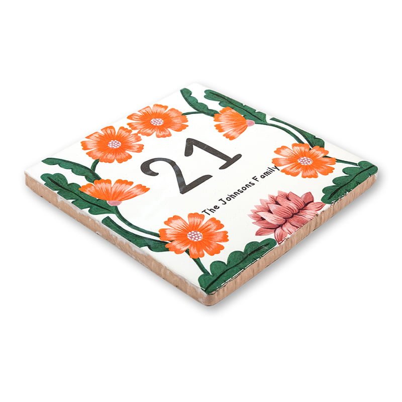 Storytiles Delft Blue Verse Bloempjes Wandfliese S 10x10 cm Hausnummer