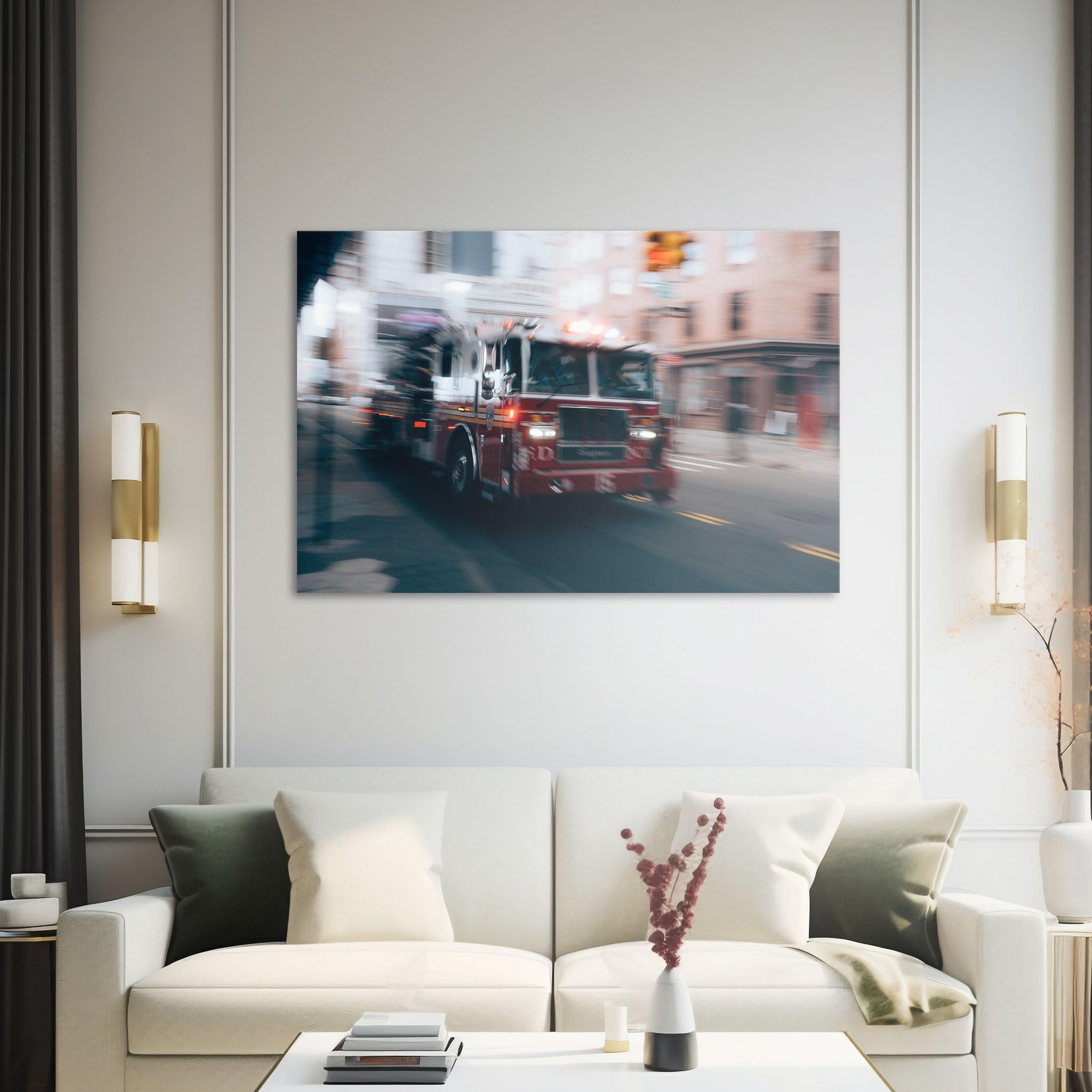 Hustling Sharks Wandbilder Einsatzfahrt Leinwand 70x105 cm Stadt