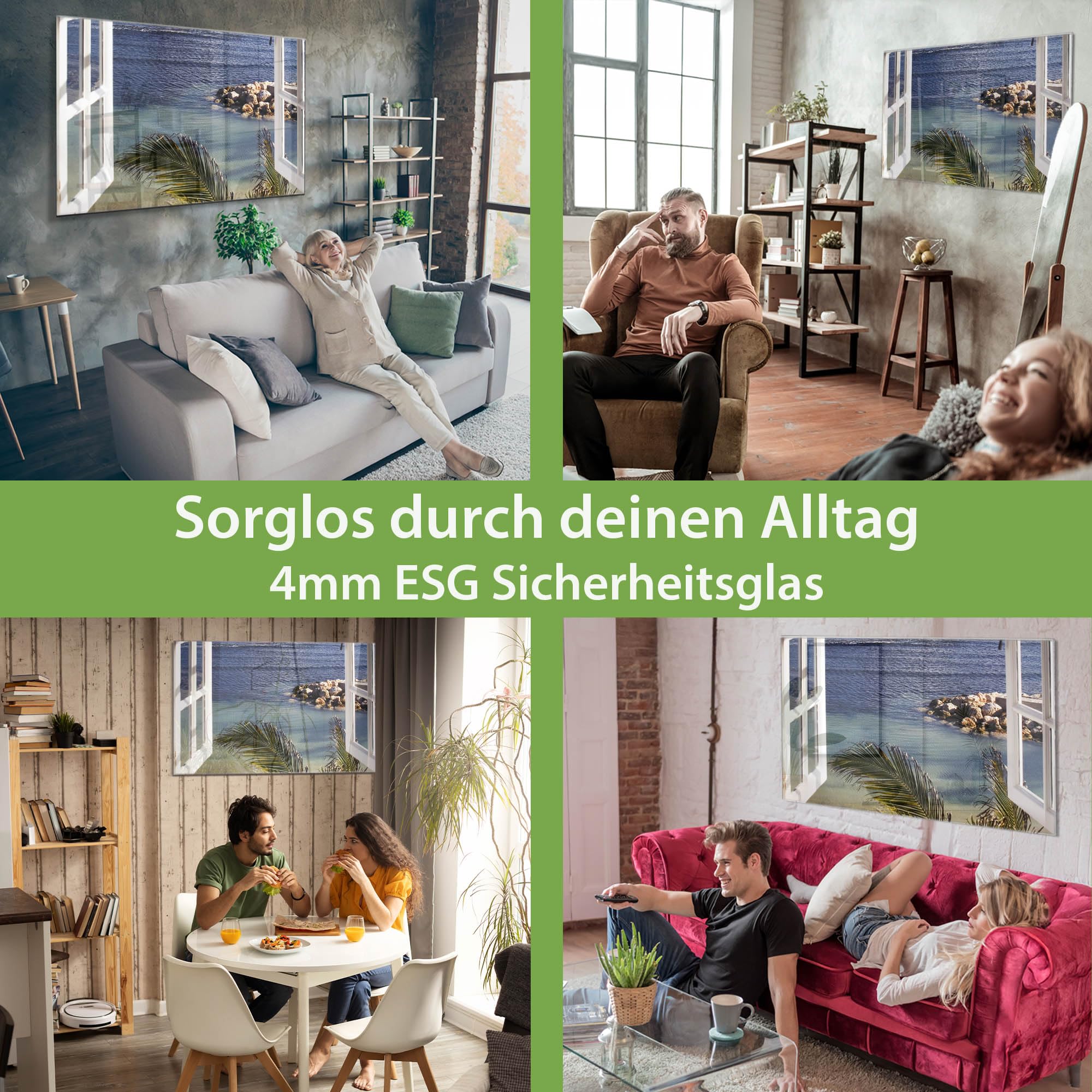 Banjado Magnettafel Fensterpanorama 120x80 cm Glasmagnettafel Meer