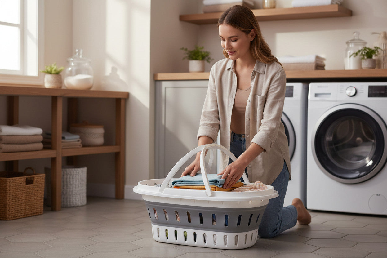 LS-LebenStil Küche & Haushalt XL Wäschekorb 25L faltbar mit Griff