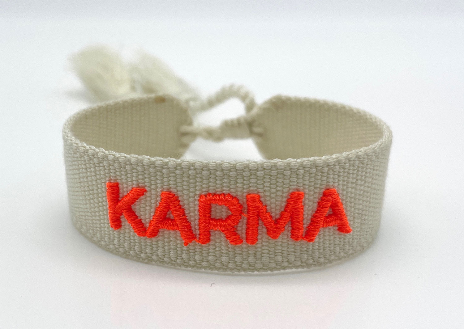 LS-LebenStil Canvas Statement Armband Karma Beige Neon waschbar