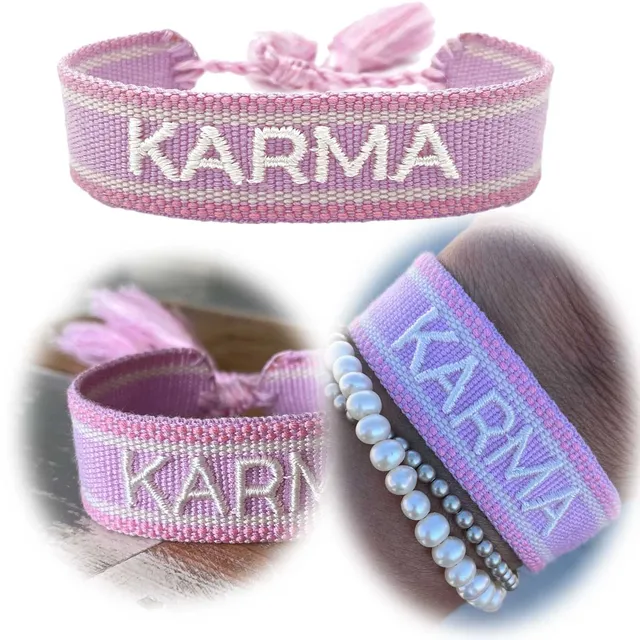 LS-LebenStil Karma Stoffarmband Lila Freundschaftsarmband mit Quasten