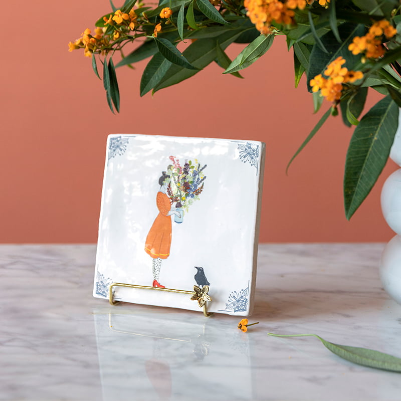 Storytiles Tile Holders Golden Stand Flower Fliesenhalter gold