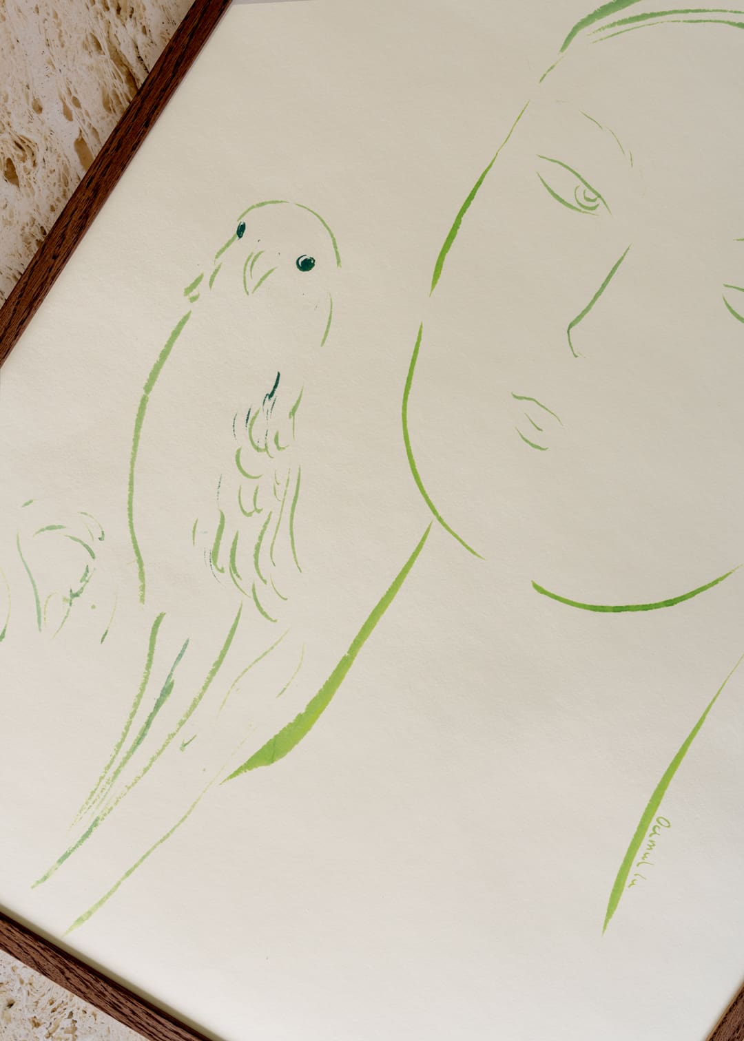 The Poster Club Art Prints Boy and Parrot 02 Poster 30x40 beige