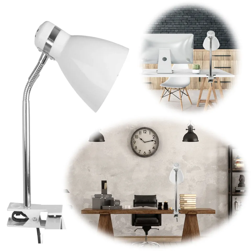 LS-LebenStil Möbel & Wohnen Klemmlampe List Weiß E27 39cm