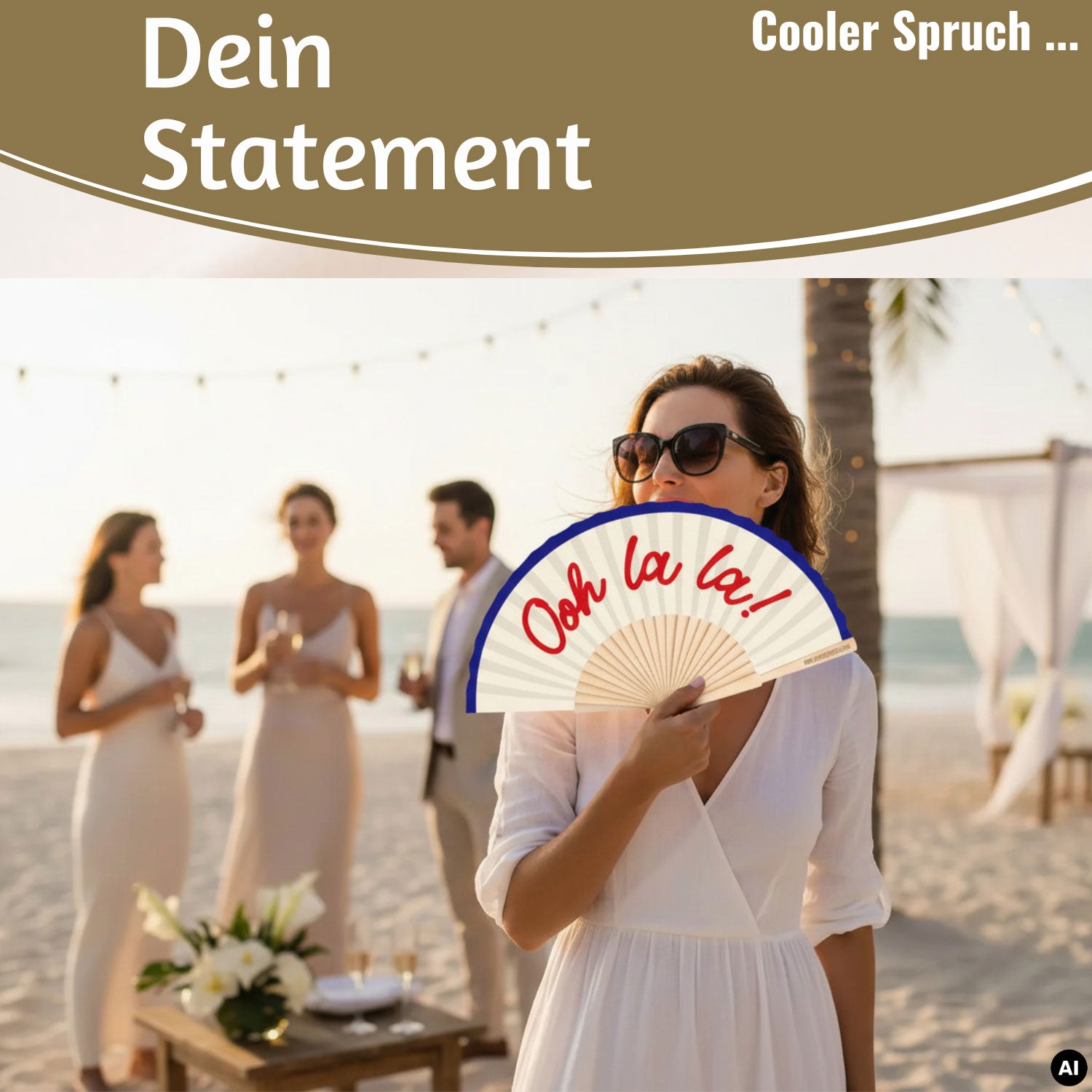 LS-LebenStil Ooh La La Handfächer weiß faltbar 42 cm