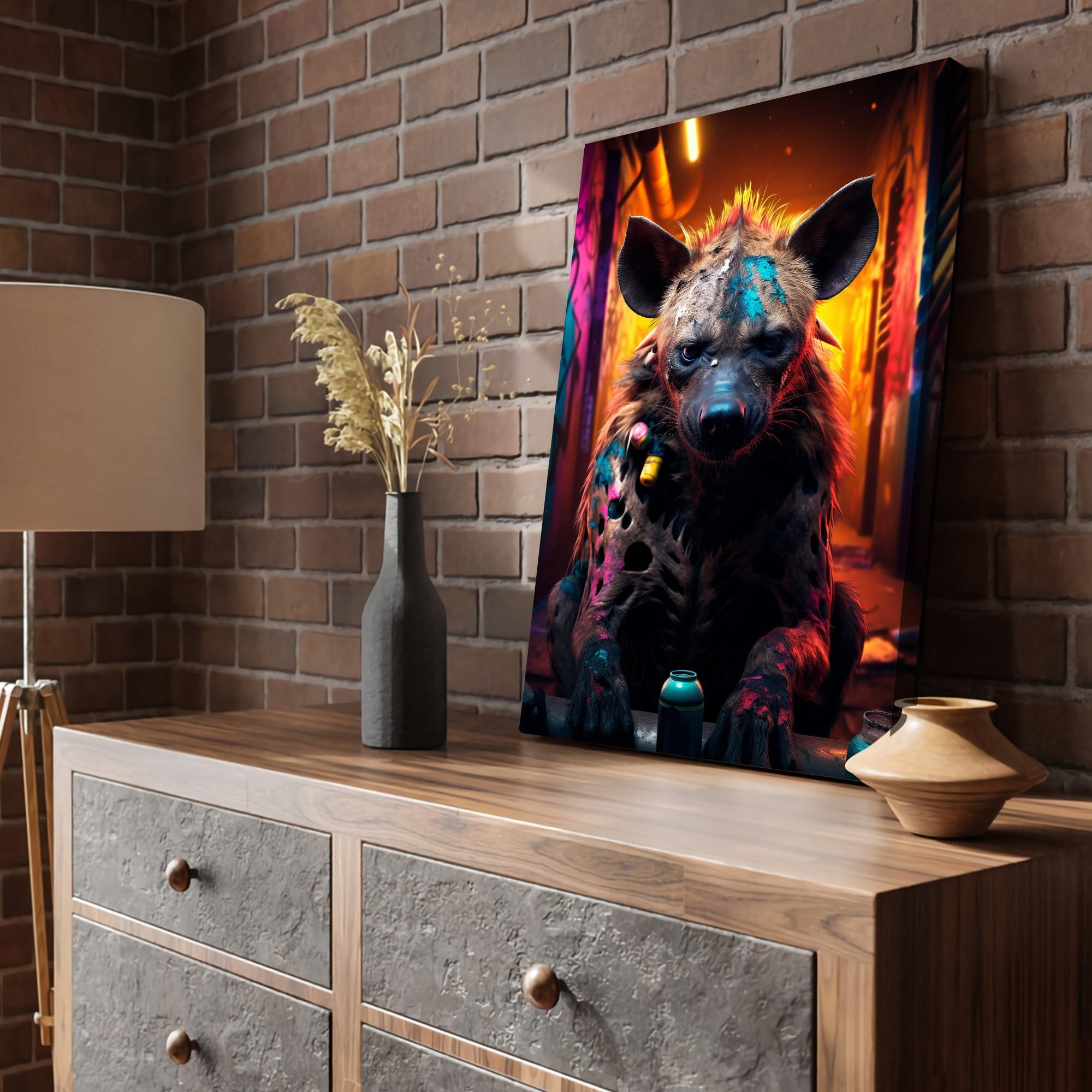 Hustling Sharks Wandbilder Hyena Graffiti Wandbild 40x60 cm