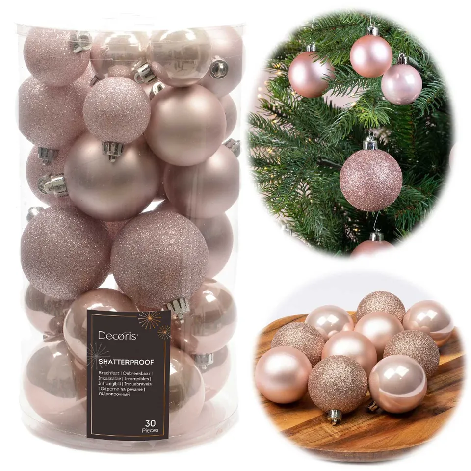 LS-LebenStil Möbel & Wohnen Weihnachtskugeln Rosa 30 Stück