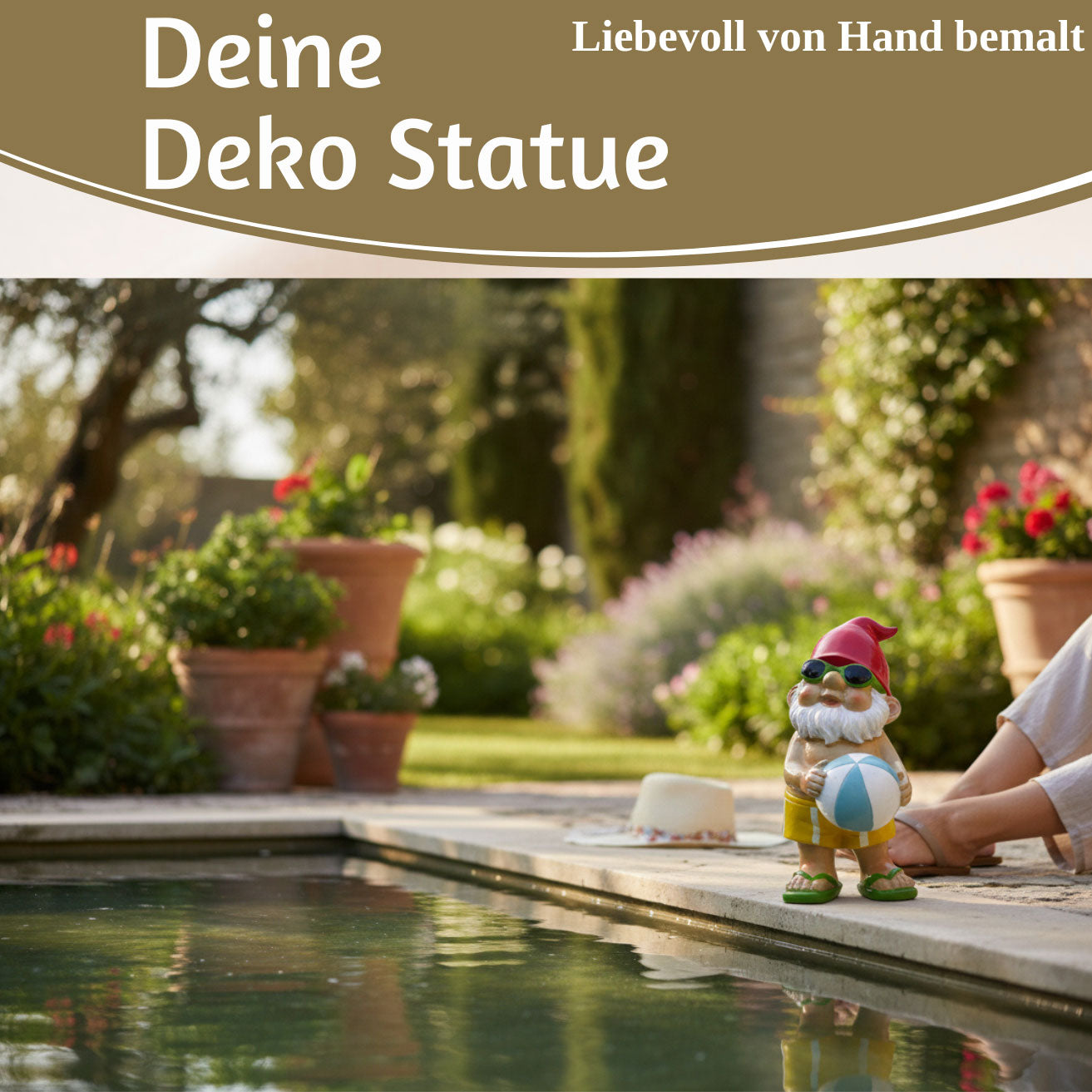 LS-LebenStil Zwerg Bruno Beachball Figur 20cm Polyresin