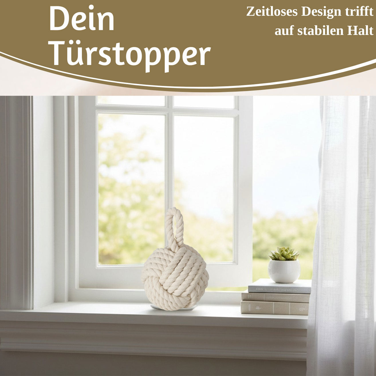 LS-LebenStil Möbel Wohnen Malmö Türstopper Creme 23cm