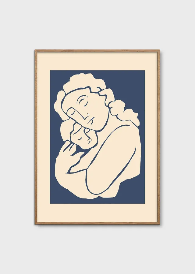 The Poster Club Woman with Child Poster 30x40 blau weiß