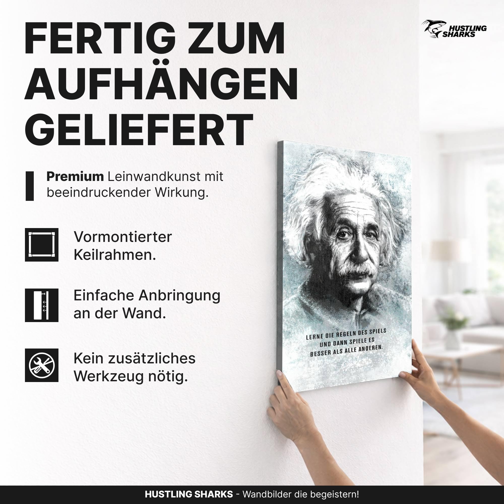 Hustling Sharks Wandbild Spiel um zu gewinnen Leinwand 30x40 cm