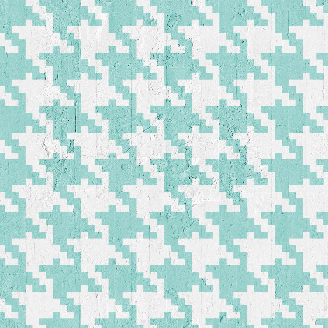 Mineheart Wallpaper Aquamarine Pied De Poule Tapete glatt aquamarin