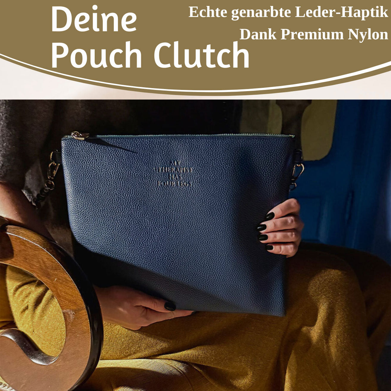 LS-LebenStil Shopper & Taschen Stella Navy Blau XL Clutch 30cm