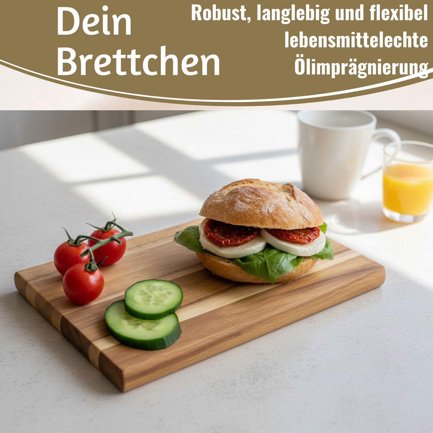 LS-LebenStil Frühstücksbrett Akazie Holzbrett 23x15cm