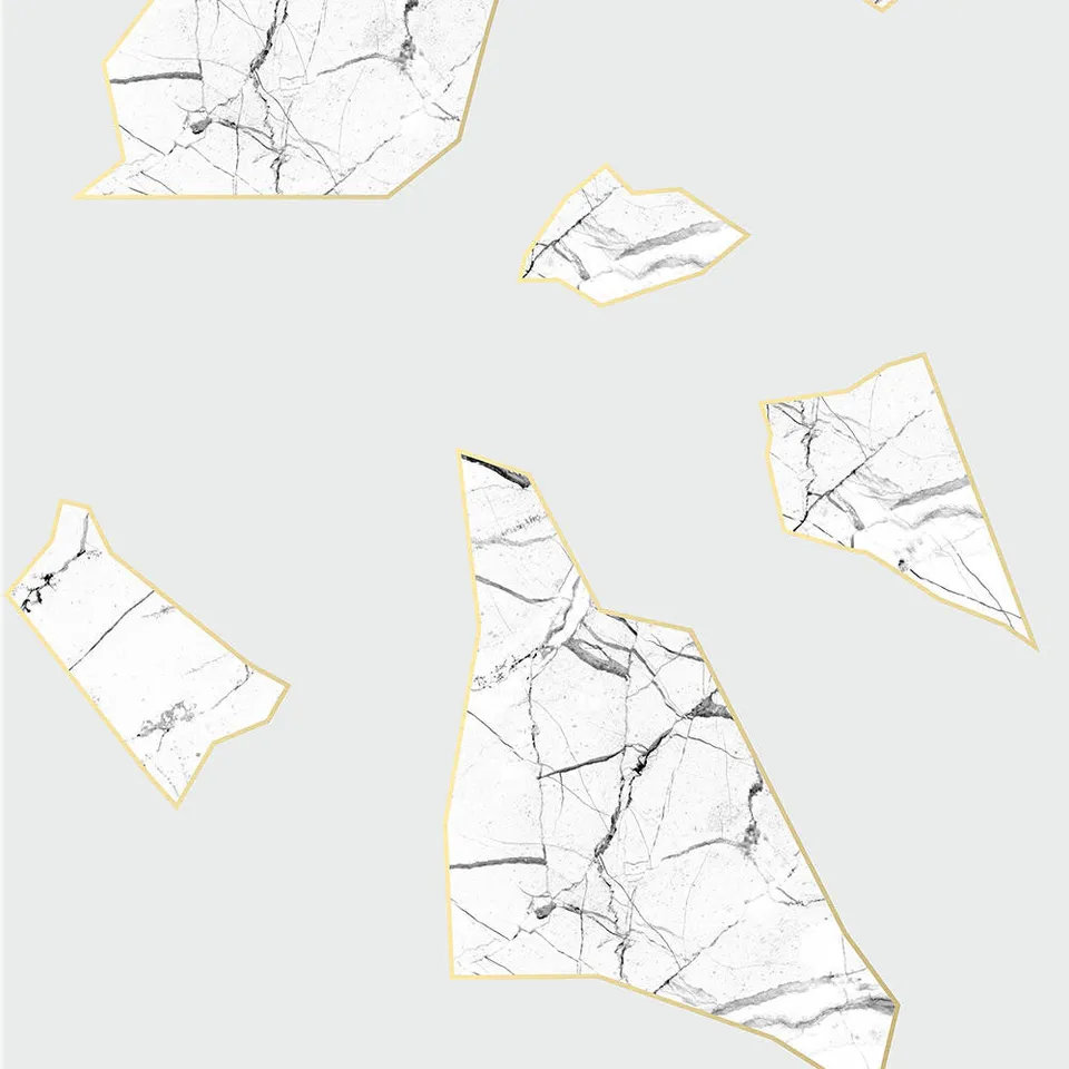 Mineheart Marble Fragment Tapete Weiß 52cm x 10m Marmor