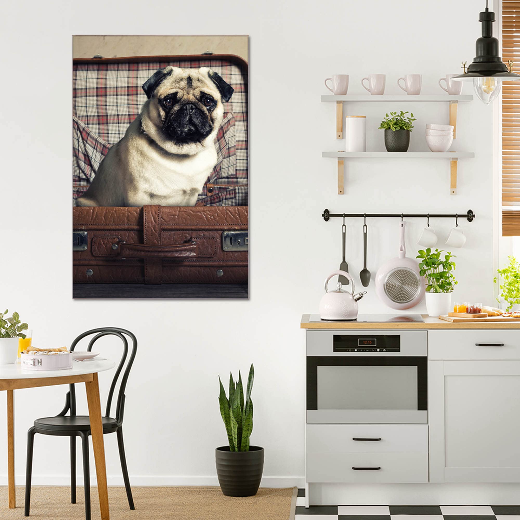 Banjado Magnettafel Mops im Koffer Magnetboard 60x40 Hund
