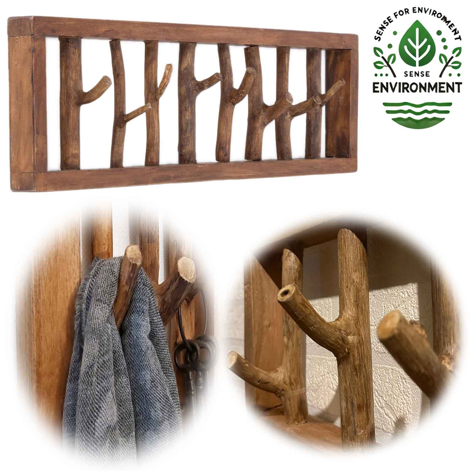 LS-LebenStil Möbel & Wohnen Vintage Wandgarderobe 80cm 8 Haken