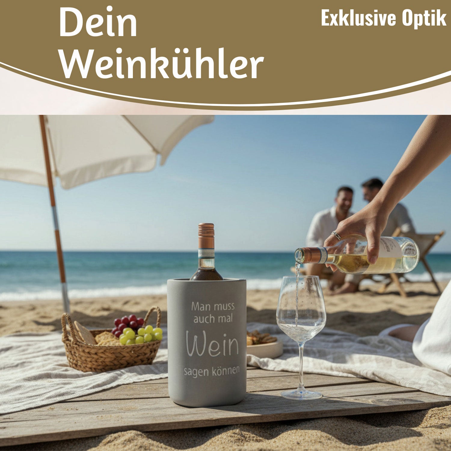 LS-LebenStil Wein Sagen Weinkühler Beton 21x13cm Grau