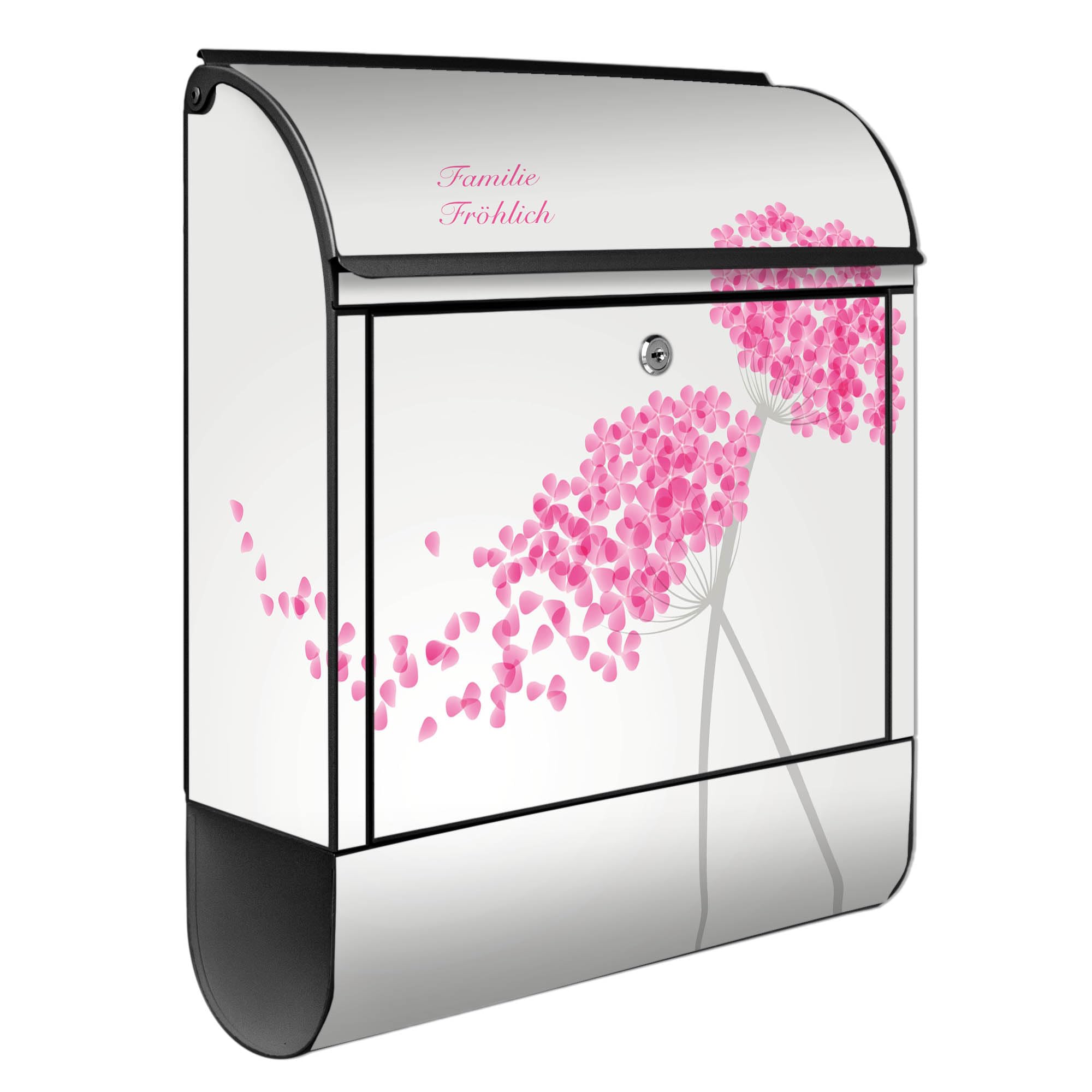 Banjado Briefkasten Holunder Pink 38,5x46,5x13cm Stahl schwarz