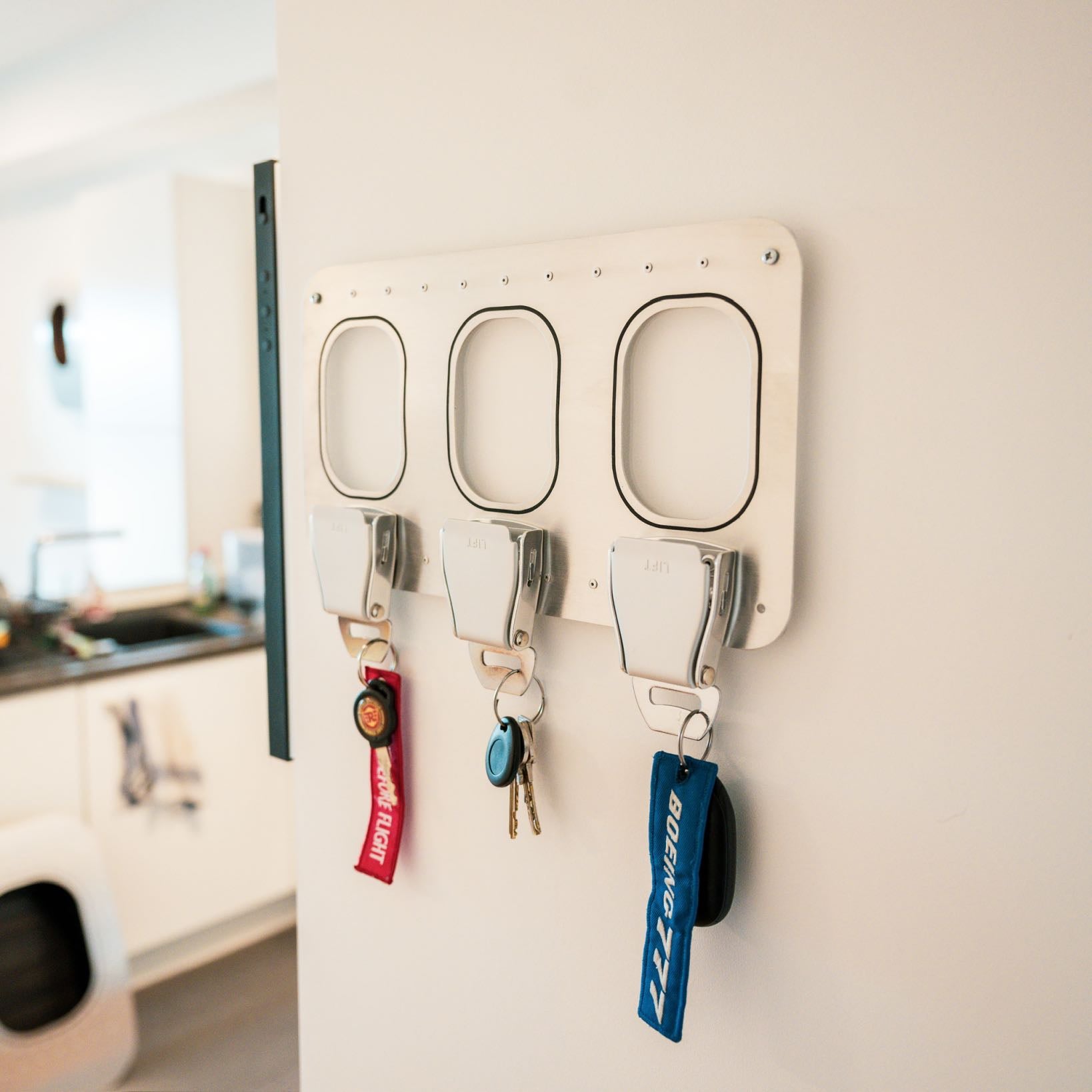 aircraftwindows Key Holder 3er Schlüsselbrett Alu Gurtschnalle Standard