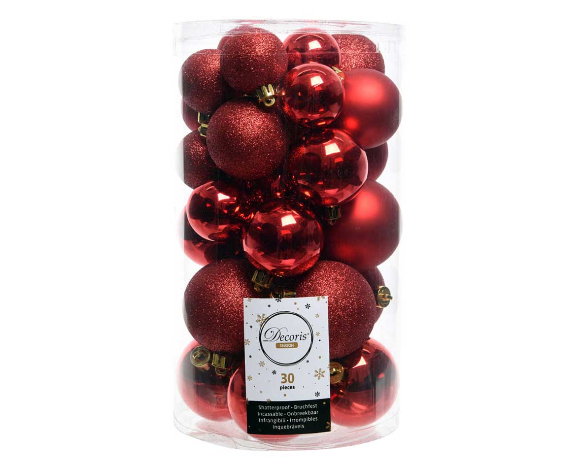 LS-LebenStil Möbel & Wohnen 30 Kunststoff Weihnachtskugeln Rot